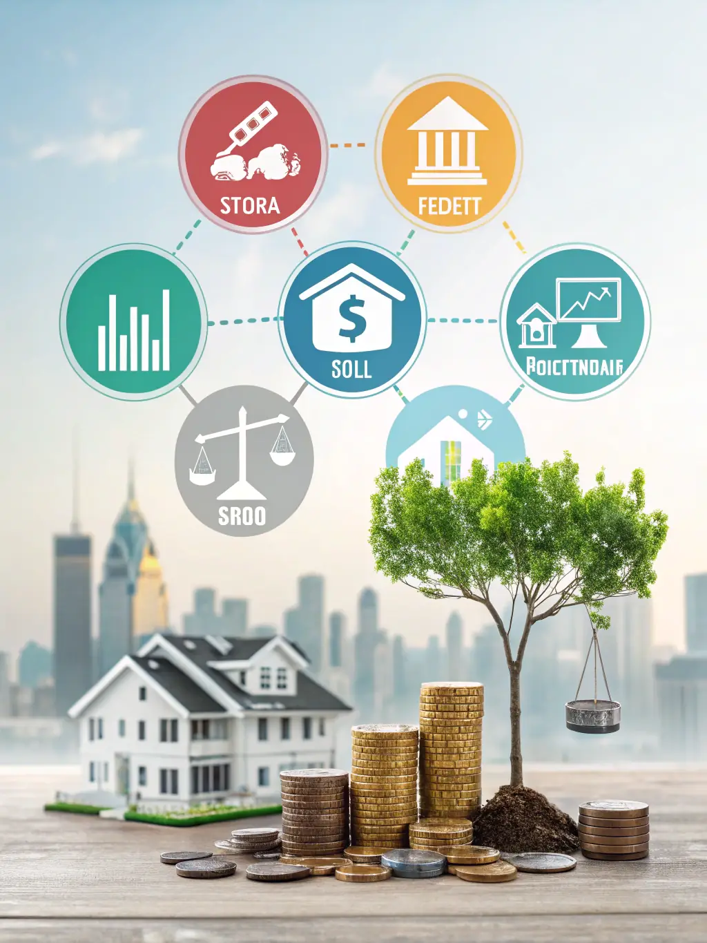 An image showcasing a diverse portfolio of assets (property, investments) shielded by a protective dome, representing the security offered by comprehensive asset protection strategies.